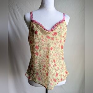 Vintage Natori Soft Floral Print Camisole Top L